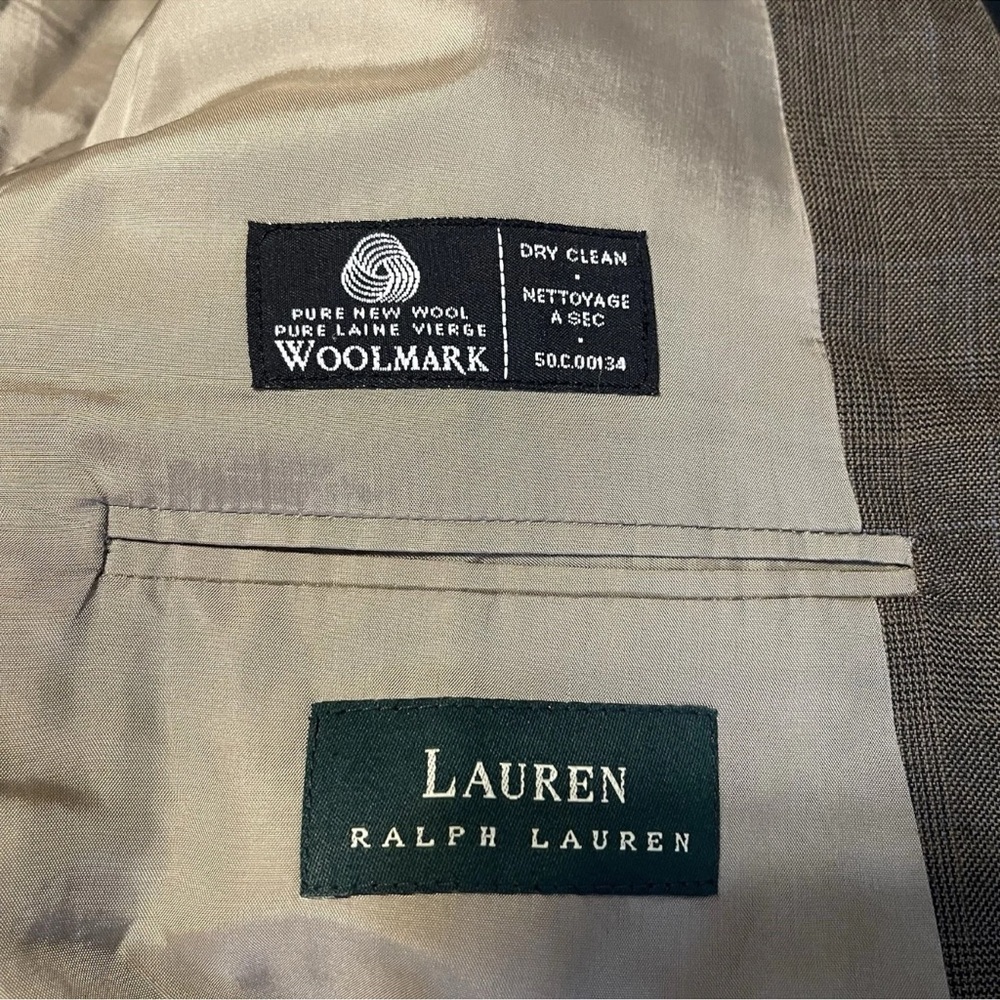 Lauren Ralph Lauren Men's Sport Coat Blazer Two Button Brown Plaid Wool Size 44R - Picture 3 of 8